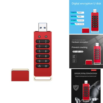 1 шт Защищенный USB-накопитель Зашифрованный USB-накопитель Аппаратный пароль Карта памяти с клавиатурой USB 3.0 Флэш-диск 128 ГБ