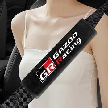 2шт Чехол для ремня безопасности автомобиля, Замшевый пух, дышащая защитная накладка для Toyota GR Sport Gazoo Racing RAV4 C-HR Mirai Avensis Prado