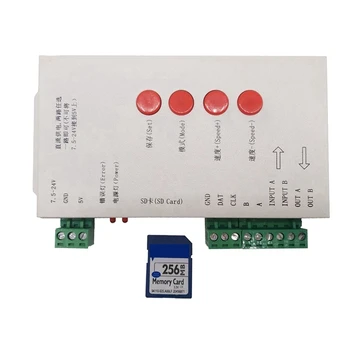 3X RGB светодиодный Контроллер T1000S SD-Карта 2048 Пикселей Контроллер Для WS2801 WS2811 WS2812B SK6812 LPD6803 DC5-24V