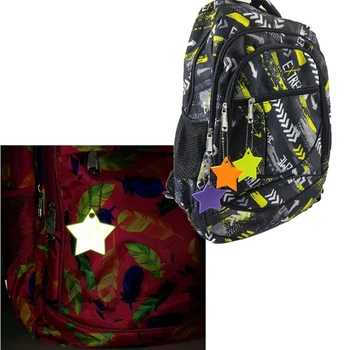 8шт Отражатели безопасности детей Брелоки Звездочки Рюкзаки для снаряжения для сумок Защитные полосы Брелоки Аксессуары для ночной безопасности