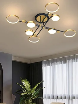 Lámpara de techo moderna con marco de aluminio y luz Led reg de iluminación dorado para sala de estar, salón, cocina, 3 colores