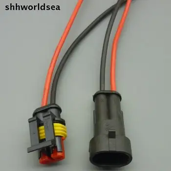shhworldsea 5/30/100 комплектов 18AGW, Новый 2-контактный Водонепроницаемый Электрический провод, Штекер, Автомобильный Морской провод
