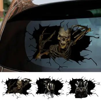 Автомобильная наклейка с черепом, наклейки на Кузов автомобиля, наклейки на Хэллоуин, украшения для авто, наклейки на задний экран, наклейки для стайлинга автомобилей, наклейки на транспортные средства