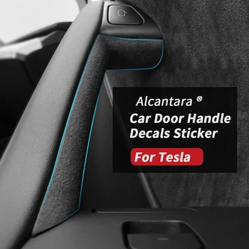 Алькантара Наклейки На Дверные Ручки Автомобиля Внутренняя Защитная Крышка Из Итальянской Замши Для Tesla Model 3 Y 2023 2022 2021 2020 2019 2018