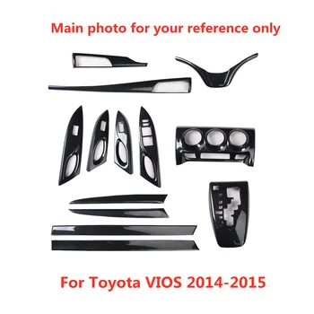 Дизайн интерьера автомобиля с принтом из углеродного волокна, Центральная консоль, Дверная ручка, панель управления стеклом, крышка коробки передач для Toyota VIOS 2014 2015
