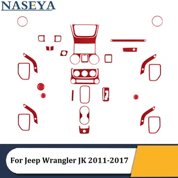 Для Jeep Wrangler JK 2011-2017 Car Carbon Fiber Red Различные Наклейки на детали интерьера автомобиля Декоративные Аксессуары