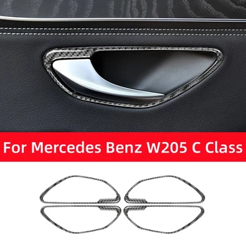 Для Mercedes Benz C GLC Class W205 X253 Внутренняя Дверная Ручка Из Углеродного Волокна, Декоративная Рамка, Накладка, Наклейка, Автомобильные Аксессуары