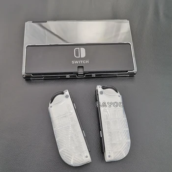 Для OLED-консоли Nintendo Switch Кристально чистый корпус ПК, жесткий прозрачный защитный чехол с задней рукояткой