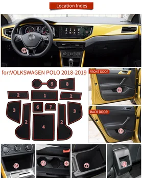 для VW POLO MK6 2018 2019 Для Volkswagen Автомобильные аксессуары Наклейки Противоскользящий коврик для телефона Ворота Слот Коврики Чашка Резиновые накладки Коврик
