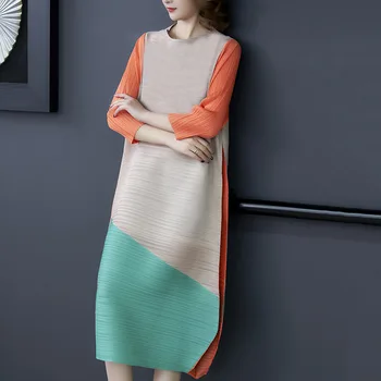 Женское летнее платье оверсайз в складку SuperAen 2021, новое модное свободное платье с круглым вырезом и темпераментом