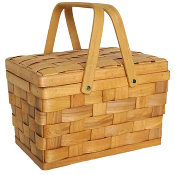 Корзина для пикника во французском стиле, хлебные корзины, походный ящик для хранения, украшение стола для торта, фотография еды, цвет дерева ручной работы
