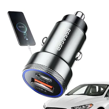 Мини-адаптер автомобильного зарядного устройства 54 Вт, Автомобильная зажигалка, USB-зарядное устройство, быстрая зарядка, двойное автомобильное зарядное устройство USB C для зарядки мобильных телефонов и планшетов