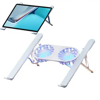 Складная Портативная Подставка для ноутбука с двумя вентиляторами, складная алюминиевая Подставка для ноутбука, совместимая с ноутбуками 13-21 дюйма