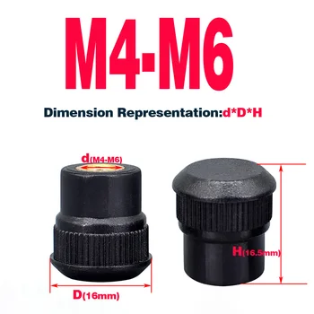 Удлиненная круглая гайка с резиновой головкой, пластиковая ручка с винтовой гайкой с круглой головкой M4 M5 M6