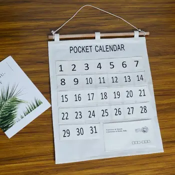 Хлопковый практичный многоразовый календарь для детского сада, подвесная сумка для карточек, сумка для утренней проверки посещаемости, карман для хранения